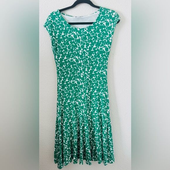 Boden Fit & Flare Jersey Midi Dress in green floral Size 4 - Picture 3 of 6